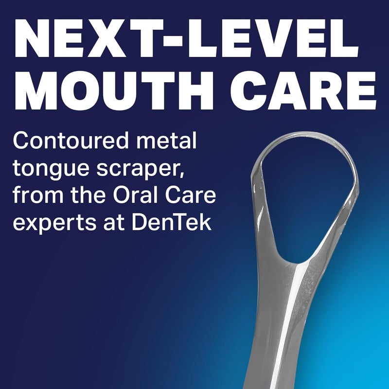 Dentek Metal Tongue Scraper for Better Oral Health – Removes Bacteria, Fights Bad Breath – 100% Stainless Steel, Dishwasher-Safe – Slim Design, Works Gently (Pack of 2) - Image 2